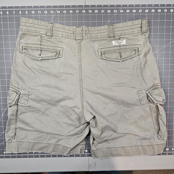 Polo Ralph Lauren Cargo Shorts 40x9 Beige Relaxed Loose Fit Y2K Preppy Utility - Picture 9 of 16